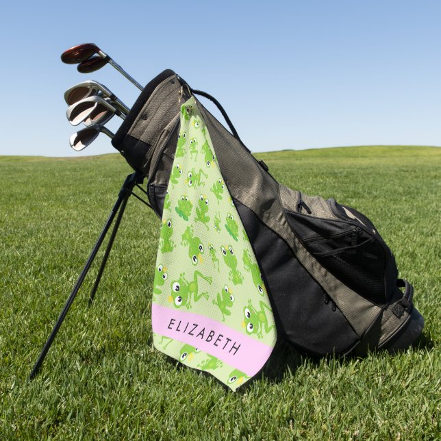 Froschmuster, grüne Frösche, Froschprinz, Ihr Name Golfhandtuch (Gras)