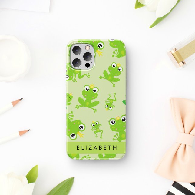 Froschmuster, grüne Frösche, Froschprinz, Ihr Name iPhone 16 Hülle (Von Creator hochgeladen)