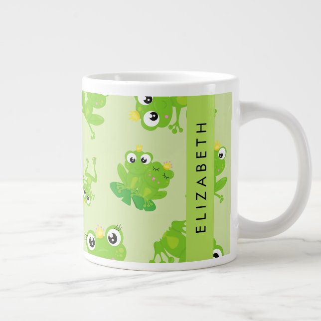 Froschmuster, grüne Frösche, Froschprinz, Ihr Name Jumbo-Tasse (Rechts)