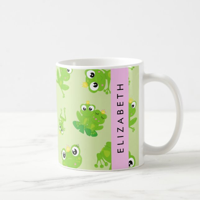 Froschmuster, grüne Frösche, Froschprinz, Ihr Name Kaffeetasse (Rechts)