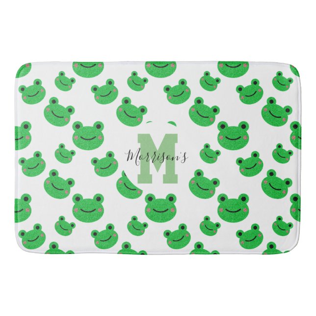 Froschmuster-Monogramm Wildbaby Badematte (Vorderseite)