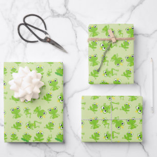 Froschmuster, Niedliche Frösche, grüne Frösche, Fr Geschenkpapier Set