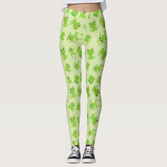 Froschmuster, Niedliche Frösche, grüne Frösche, Fr Leggings (Vorderseite)