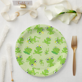 Froschmuster, Niedliche Frösche, grüne Frösche, Fr Pappteller