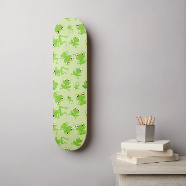 Froschmuster, Niedliche Frösche, grüne Frösche, Fr Skateboard (Wandkunst)