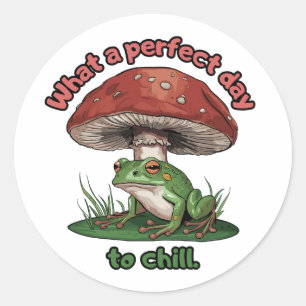 Froschpilz - Was für ein perfekter Tag zum kühlen Runder Aufkleber