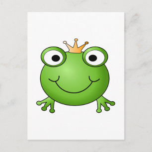 Froschprinz. Frosch lächeln mit einer Krone. Postkarte