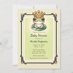 Froschprinz in Gold-Krone Baby Shower Einladungen