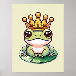 Froschprinz in Goldkrone Feenmärchen Kinderzimmer Poster