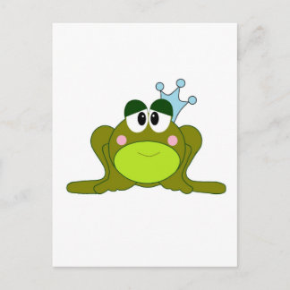 Froschprinz mit blauem Kronen-Cartoon Postkarte