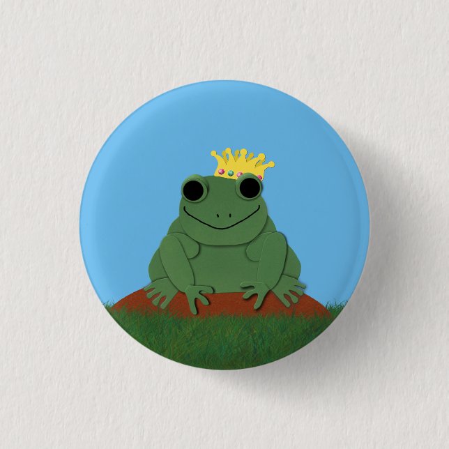 Froschprinz mit Krone Button (Vorderseite)