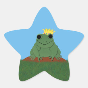Froschprinz mit Krone Stern-Aufkleber