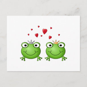 Froschprinz und Froschprinzessin, mit Herzen. Postkarte
