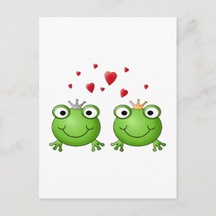 Froschprinz und Froschprinzessin, mit Herzen. Postkarte