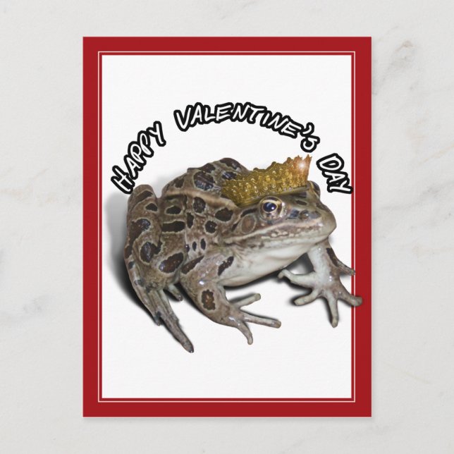 Froschprinz zum Valentinstag Feiertagspostkarte (Vorderseite)
