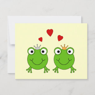 Froschprinzessin und Froschprinz, mit Herzen.