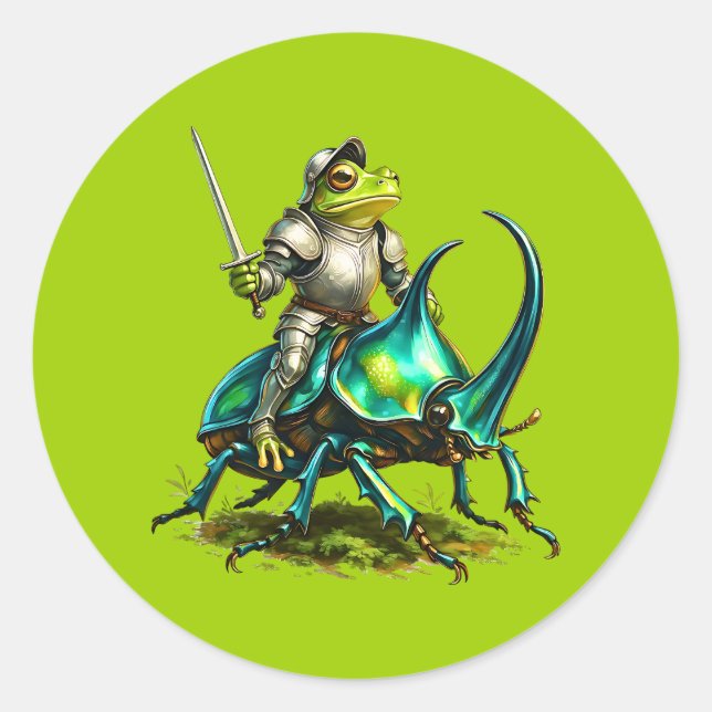 Froschritter und Kampfkäfer Runder Aufkleber (Vorderseite)