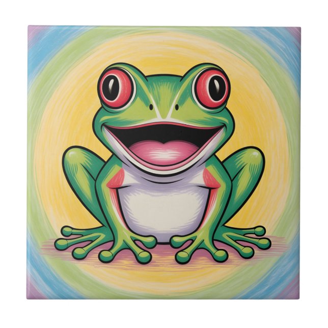 Froschs sanftes Lächeln Fliese (Vorderseite)