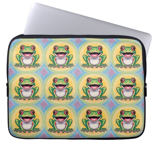 Froschs sanftes Lächeln Laptopschutzhülle (Vorderseite)