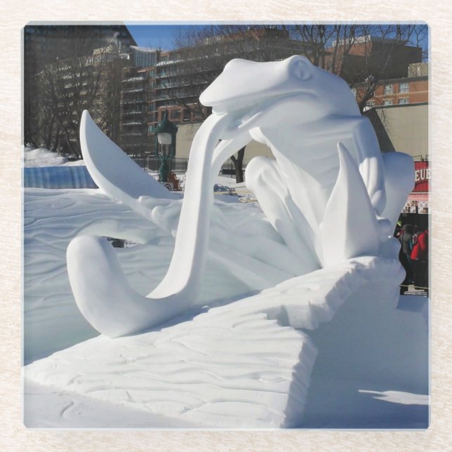 Froschskulptur, Quebec, Kanada Glasuntersetzer (Vorderseite)