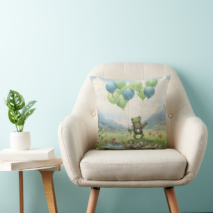 Froschtal-Ballon und Blumen Kissen