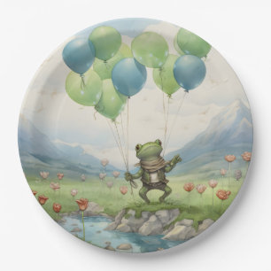 Froschtaler Ballon und Blume Pappteller