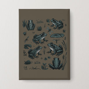 Froschteich Leben Vintage Botanisches Geschenk Fro Button