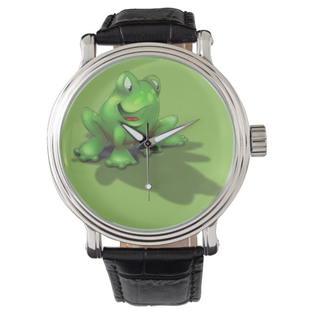 Froschwache Cartoon Armbanduhr (Vorderseite)