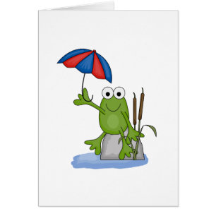 Froschwanz sitzend unter einem Regenschirm