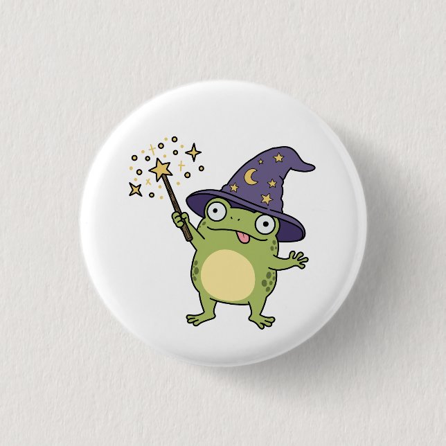 Froschzauberer beim Zaubern Button (Vorderseite)