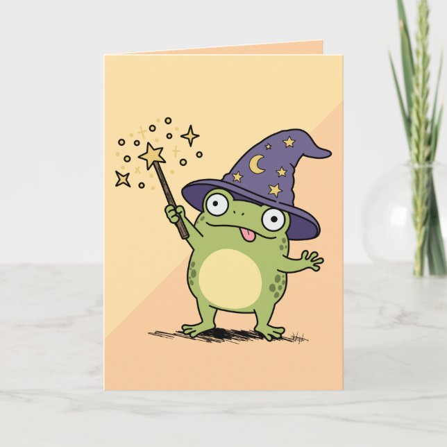 Froschzauberer beim Zaubern Karte (Vorderseite)