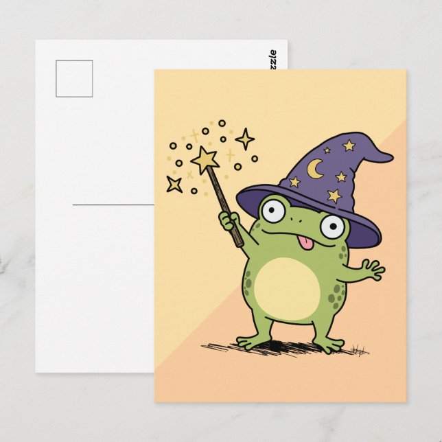 Froschzauberer beim Zaubern Postkarte (Vorne/Hinten)