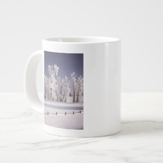 Frost bedeckte Bäume und Zaun, Colorado Jumbo-Tasse