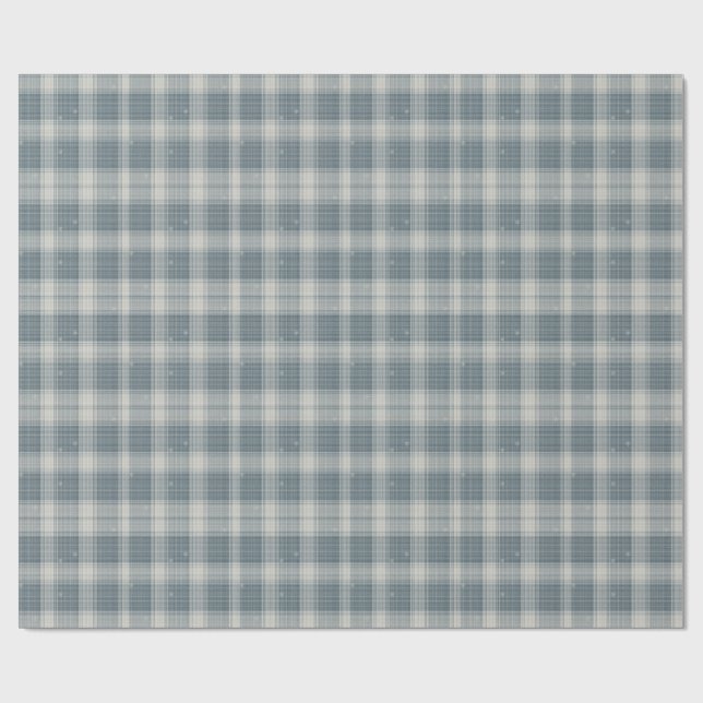 Frost Blau & Creme Schneeflocken Karo Geschenkpapi Geschenkpapier (Flach)
