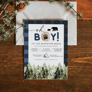 FROST Blue Flanell Kiefer Holzfäller Junge Baby-Pa Einladung