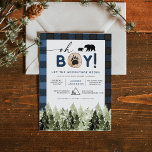 FROST Blue Flannel Pine Lumberjack Boy Baby Dusche Einladung<br><div class="desc">Diese Babydusche lädt mit rustikalem blauen Flanell,  niedlichem Bären und Lumberjack-Design mit grünen Aquarellkiefern ein. Diese lumberjack Baby Dusche Einladung ist perfekt für Ihren rustikalen Baby Junge zu jeder Jahreszeit. Pair mit allem in der FROST Collection für einen zusammenhängenden Look: https://bit.ly/3ygl8ZL</div>