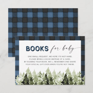 FROST Blue Flannel Pine Tree Books for Baby Card Einladung