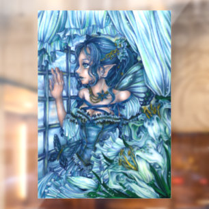 Frost Fairy Girl's View of a Saphire Winter Fensteraufkleber