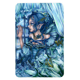 Frost Fairy Girl's View of a Saphire Winter Magnet
