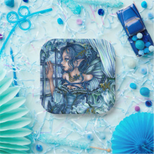 Frost Fairy Girl's View of a Saphire Winter Pappteller
