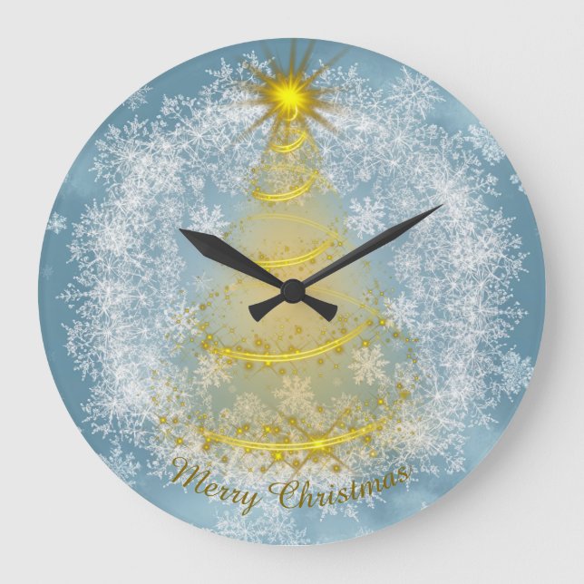Frost & Glow Holiday Clock – Snowflake Wall Clock Große Wanduhr (Vorderseite)