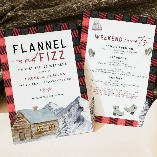 FROST Red Flannel & Fizz Winter Bachelorette Einladung (Von Creator hochgeladen)