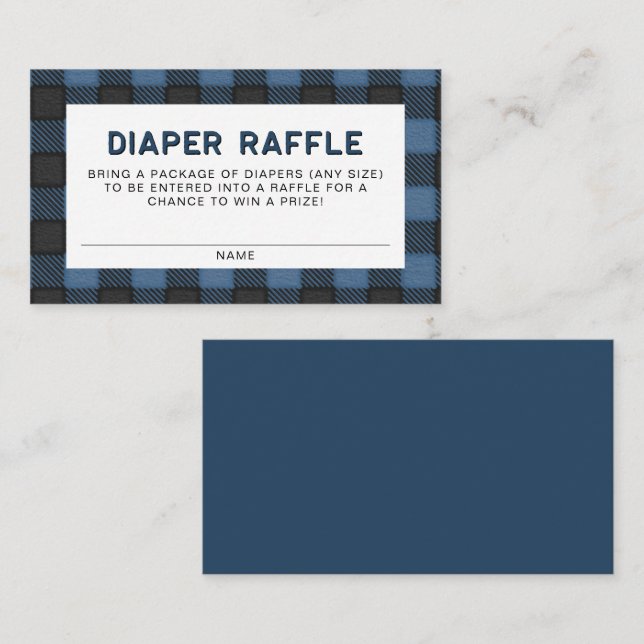FROST Rustic Blue Flannel Diaper Raffekarte Platzkarte (Vorne/Hinten)