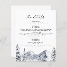 FROST Ski Winter Wedding Details Karte