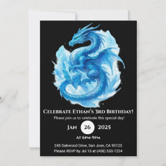 Frost Spiral Dragon Birthday Invitation Einladung