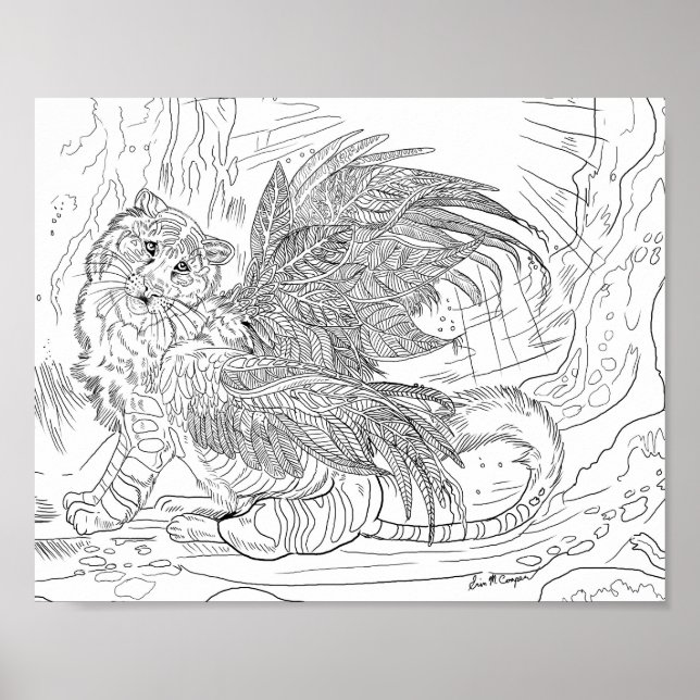 Frost Wing Tiger Coloring Page Poster (Vorne)