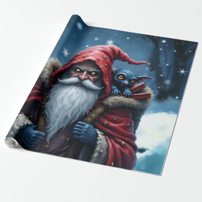 Frostbite Santa und sein Elf der Unfug treibt. Geschenkpapier (Ungerollt)