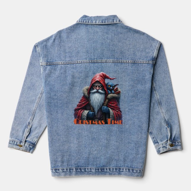 Frostbite Santa und sein Schabernack-Elf. Jeansjacke (Rückseite)