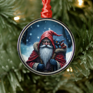 Frostbite Santa und sein Schabernack-Elf. Ornament Aus Metall