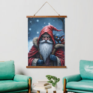 Frostbite Santa und sein Schabernack-Elf. Wandteppich Mit Holzrahmen